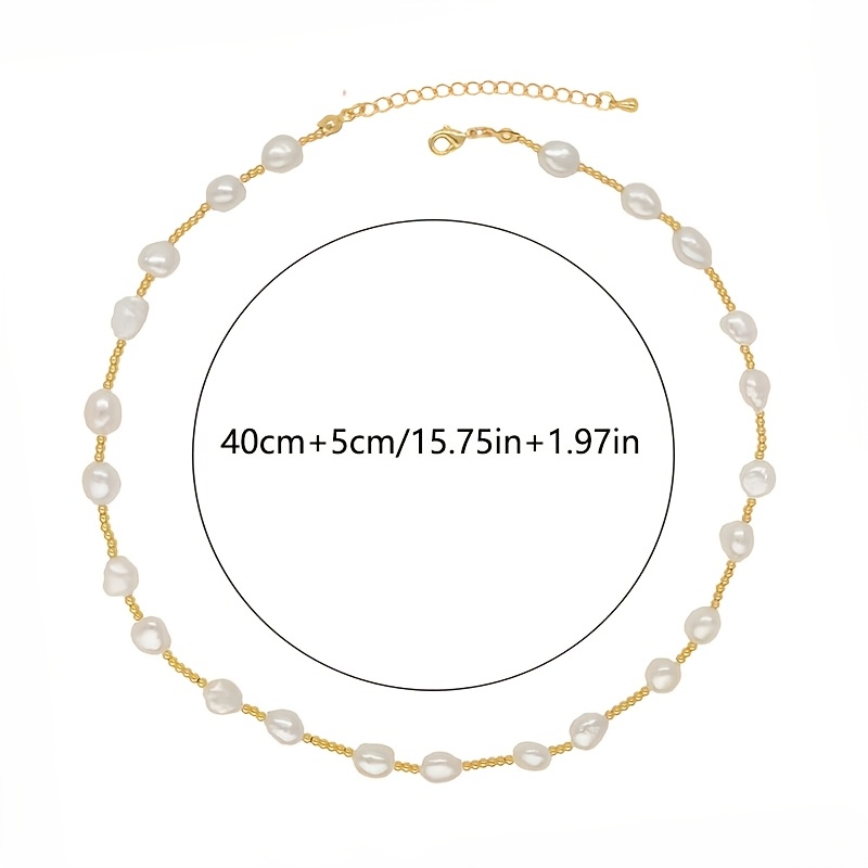 Women's Freshwater Pearl Necklace with 18K Gold-Plated Beads